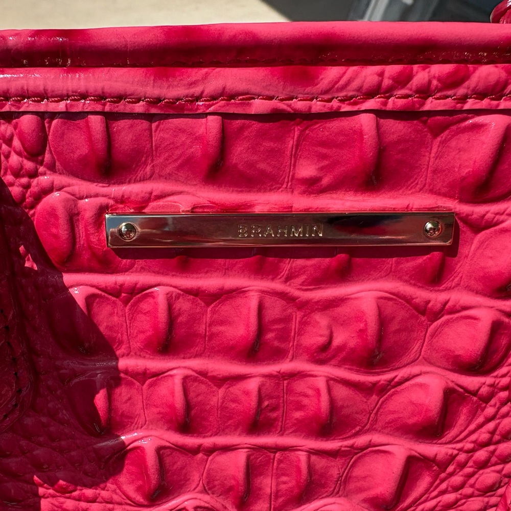 Brahmin Rich Rouge Pink Embossed Tote-Carryall—EUC - Picture 2 of 15